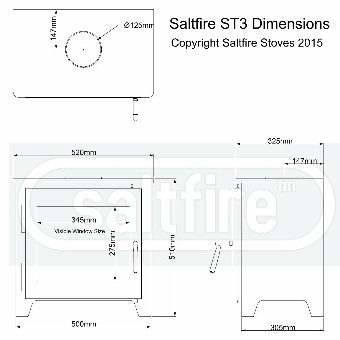 Saltfire ST-3 Wood Burning Stove - Glowing Flame