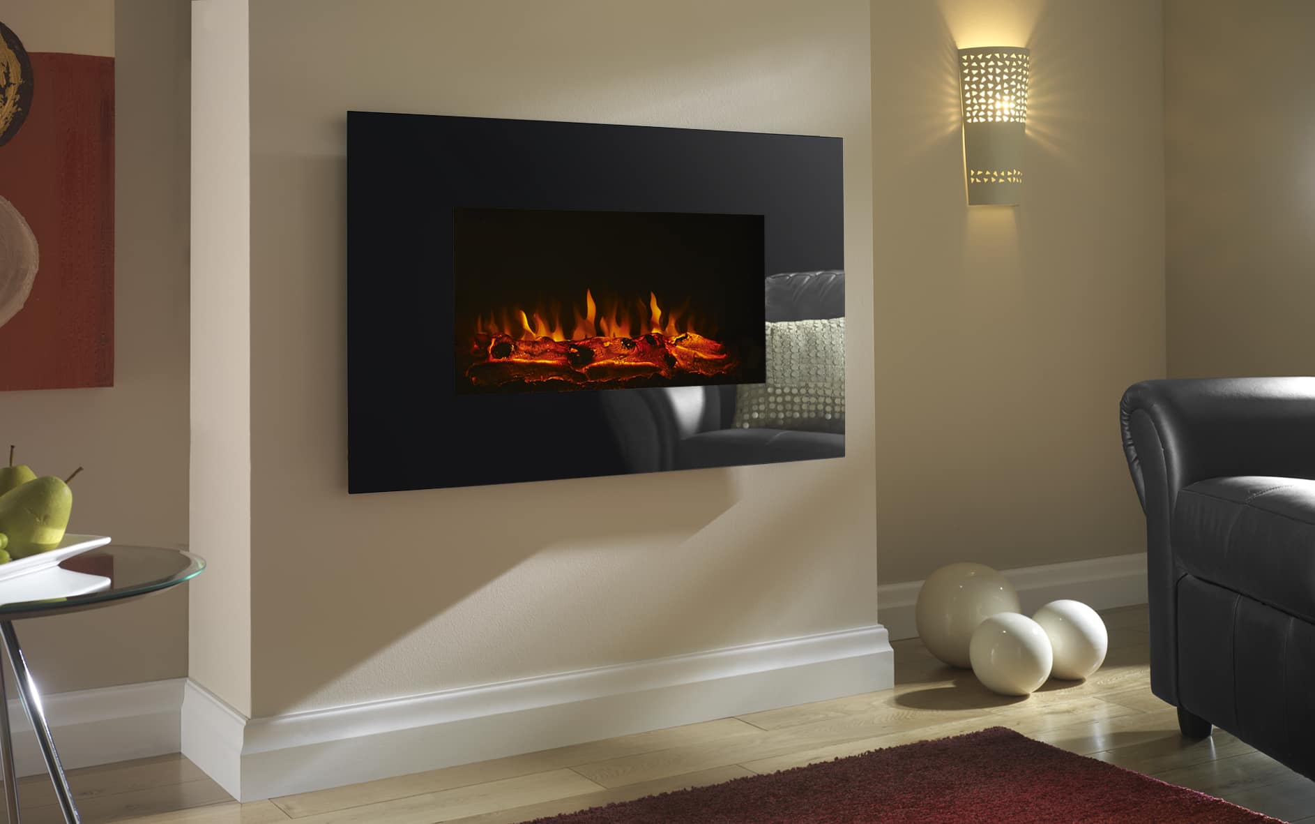 Eko Fires 1110 Black - LED Wall Mounted Electric Fire