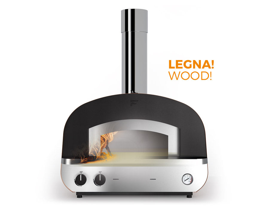 Fontana Forni Piero Built In Gas & Wood Fired Pizza Oven - Hybrid Pizza Oven and Trolley