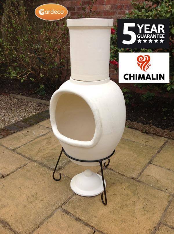 Sempra large Chimalin AFC chimenea in natural clay, including lid & stand - Glowing Flames