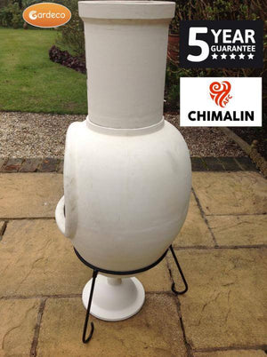 Sempra large Chimalin AFC chimenea in natural clay, including lid & stand - Glowing Flames