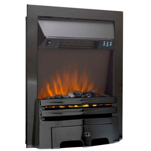 Glasson Electric Fire with Nickel Black Trim and Fret - Glowing Flame