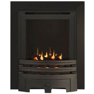 Glasson Slimline Coal Effect Gas Fire with Black Fret and Trim - Glowing Flame