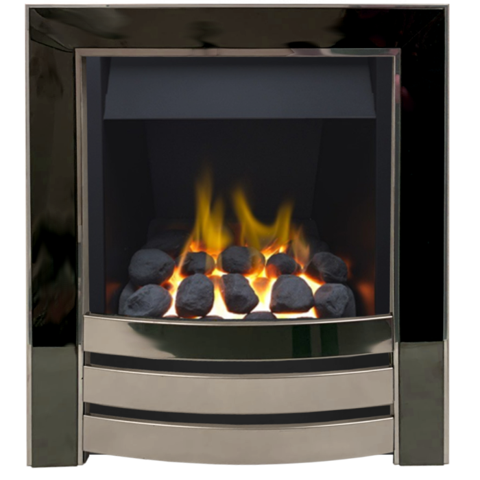 Modena Slimline Chrome and Black Nickel Gas Fire